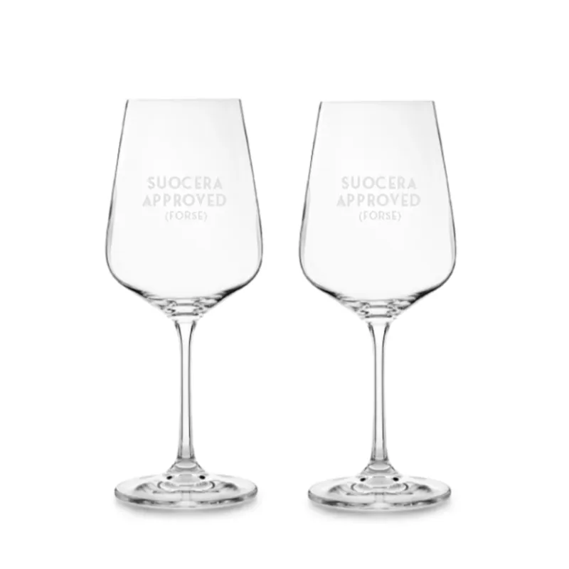 Occasione Set 2 Calici Vino in Vetro Suocera Approved