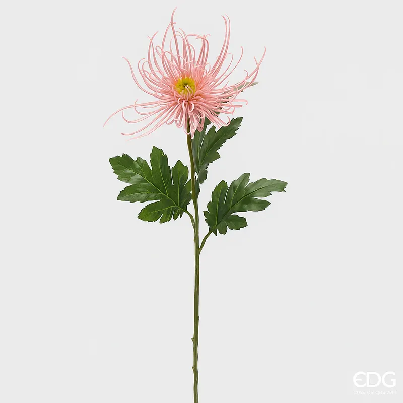 Popolare EDG Enzo De Gasperi Ramo Artificiale di Crisantemo con Foglie H75 cm Rosa
