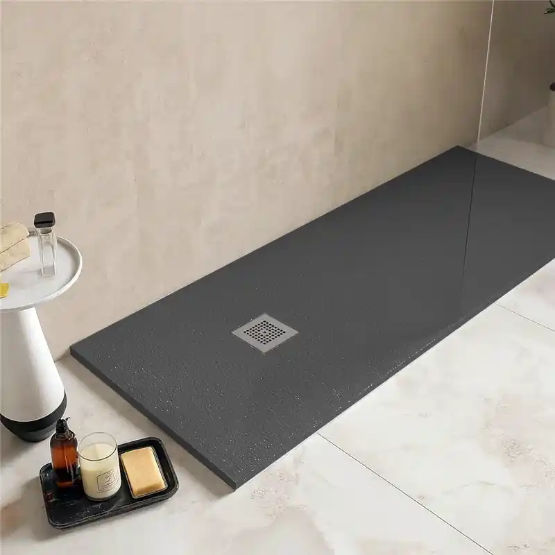 A Buon Prezzo Piatto Doccia 80x120 Desio effetto pietra in Mineralmarmo Antracite