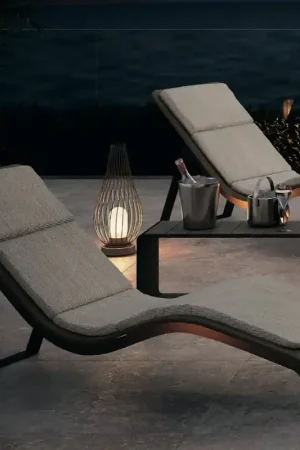 Nuova Collezione Novellini Divina chaise longue lettino sdraio da esterno imbottito oxid wood e warm brown
