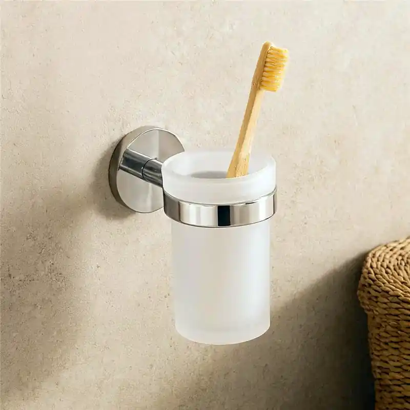 Bicchiere Portaspazzolini a muro Cromo Cosmic Duo Round 2620152 Bestseller
