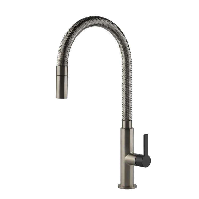 Occasione Miscelatore Cucina con Canna Girevole E Doccetta Estraibile Mono Getto Finox Nero Opaco Mesh 60003 Gessi