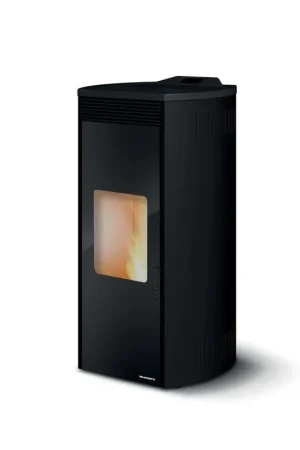 Stufa A Pellet Ad Aria 12kw Con Top In Ghisa e Rivestimento Stondato In Acciaio Nero Palazzetti Giorgia 12 Pro 3 Ecofire Consegna Rapida