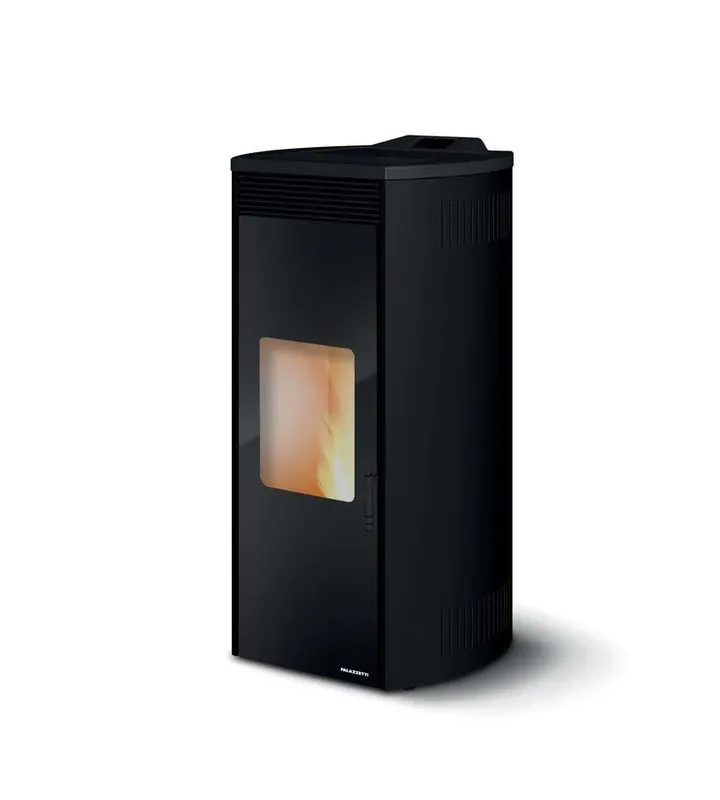 Stufa A Pellet Ad Aria 12kw Con Top In Ghisa e Rivestimento Stondato In Acciaio Nero Palazzetti Giorgia 12 Pro 3 Ecofire Consegna Rapida