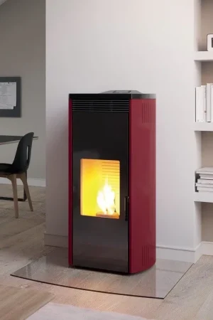 Palazzetti Giorgia 9 Pro 2 Ecofire Stufa A Pellet Ad Aria 9kw Con Top In Ghisa E Rivestimento Stondato In Acciaio rosso A Buon Prezzo