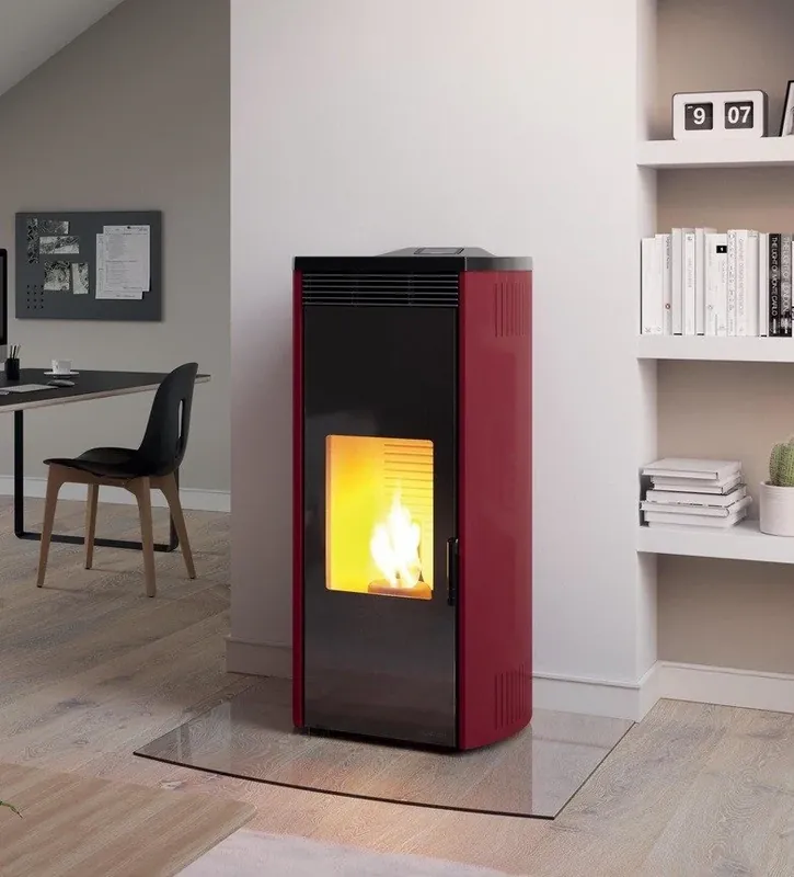Palazzetti Giorgia 9 Pro 2 Ecofire Stufa A Pellet Ad Aria 9kw Con Top In Ghisa E Rivestimento Stondato In Acciaio rosso A Buon Prezzo