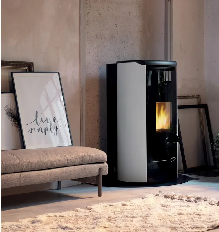 Occasione Imperdibile Stufa A Pellet ecofire ad acqua e aria 20kw Con Top In Ghisa e Acciaio Bianco Palazzetti Jackie Idro 20