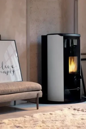 Stufa A Pellet Ecofire Ad Acqua o aria 26kw Con Top In Ghisa e Acciaio Bianco Palazzetti Jackie Idro 26 Acs Vendita Finale