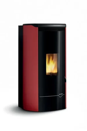 Stufa A Pellet Ecofire Ad Acqua o aria 26kw Con Top In Ghisa e Acciaio Rosso Palazzetti Jackie Idro 26 Acs Reso Gratuito