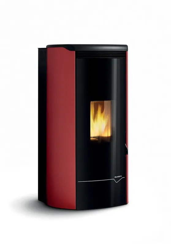 Stufa A Pellet Ecofire Ad Acqua o aria 26kw Con Top In Ghisa e Acciaio Rosso Palazzetti Jackie Idro 26 Acs Reso Gratuito