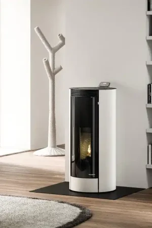 Ultima Occasione Palazzetti Melita 8 Stufa A Pellet Ecofire Ad Aria 8kw Con Struttura In Acciaio Bianco