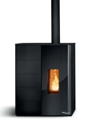 Vendita Finale Palazzetti Twiggy 10 Stufa A Pellet Salvaspazio ad aria Ecofire Con Uscita Fumi Superiore in Acciaio Nero