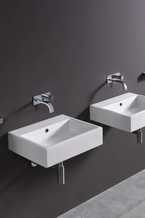 Più Venduto Lavabo 50,5x45 sospeso o da appoggio in ceramica con troppopieno Bianco Matt Cool 001246003 Nic