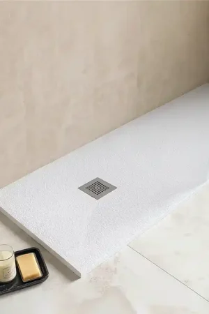 Acquista Ora Piatto Doccia 80x160 Desio effetto pietra in Mineralmarmo Bianco