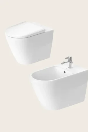 Spedito Oggi Duravit d-neo coppia sanitari vaso rimless e bidet a pavimento con sedile a chiusura rallentata bianco