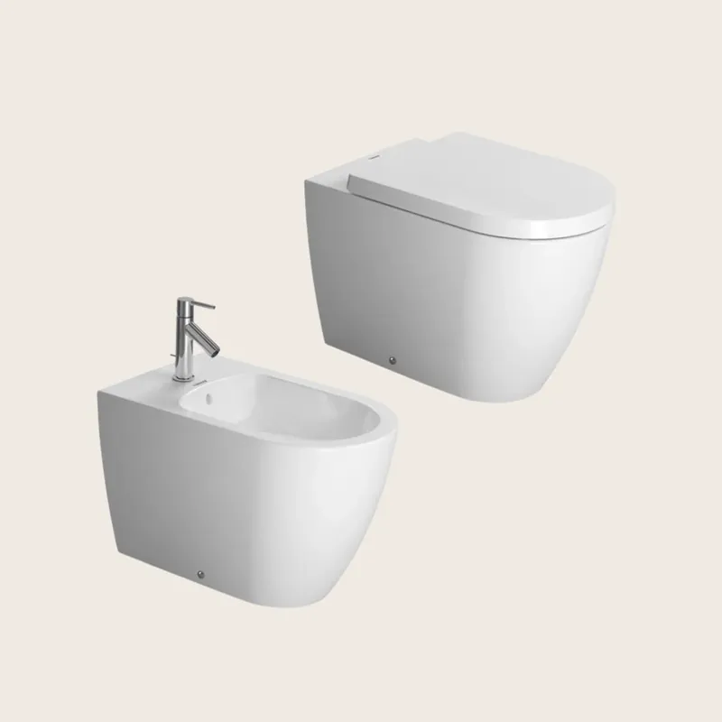 Duravit Me By Starck coppia sanitari Vaso E Bidet A Pavimento Con Sedile Normale Bianco Prezzo Basso