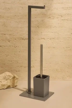 Affare Piantana portarotolo e portascopino grigio con base in vetro