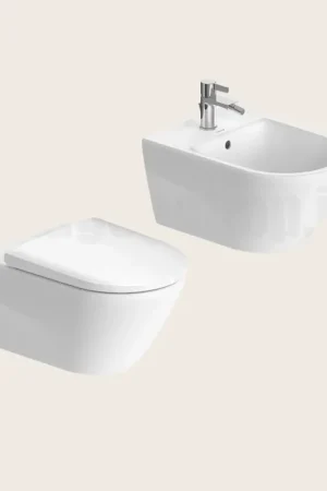 Vendita Finale Duravit D-neo coppia Vaso Rimless e Bidet Sospeso Con Sedile Rallentato Bianco