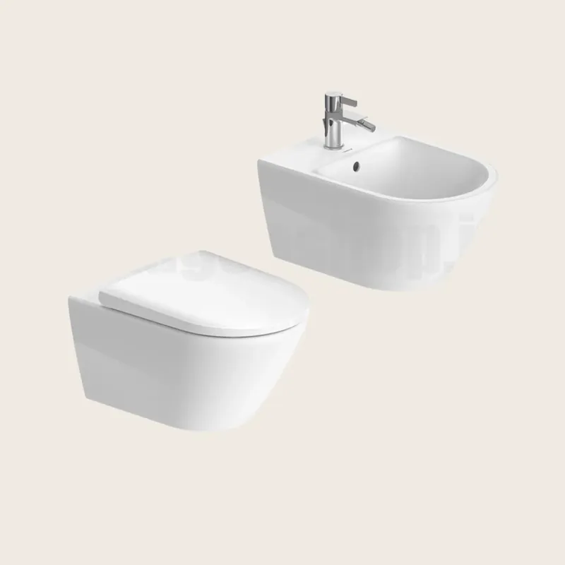 Vendita Finale Duravit D-neo coppia Vaso Rimless e Bidet Sospeso Con Sedile Rallentato Bianco