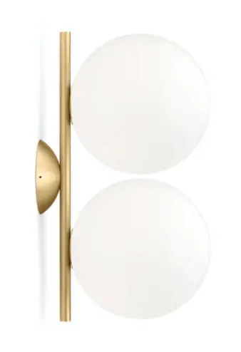 Flos IC Lights Ceiling Wall 1 Double Lampada parete soffitto ottone spazzolato F3157059 Consegna Rapida