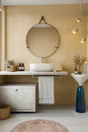 Mobile bagno Grigio caldo 80x50 Thema con Top e lavabo tondo in ceramica Vendita Finale