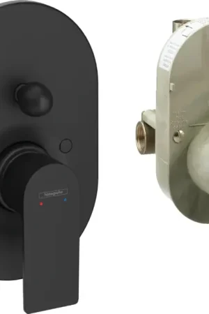 Offerta Speciale Miscelatore doccia con corpo Incasso a muro e deviatore Nero Opaco Hansgrohe Rebris E 72458670