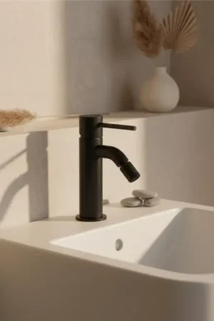 Spedito Oggi Jabil 25 Miscelatore Bidet Attacco Universale Con Scarico click clack Nero opaco