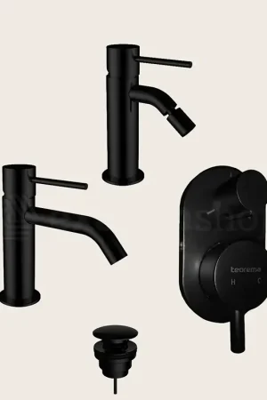 Ultimissimo Modello Teorema Jabil Set Miscelatori Lavabo Bidet E Doccia con Corpo Incasso Nero Opaco