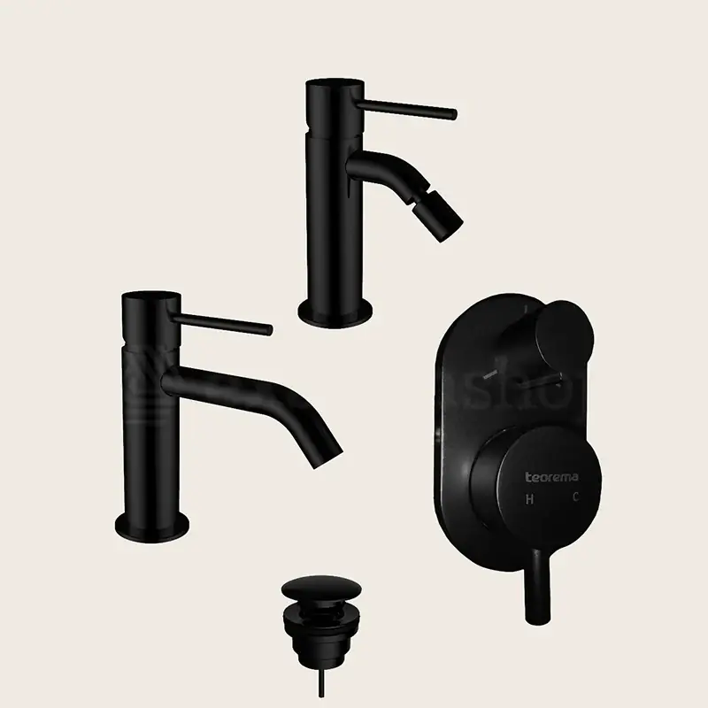 Ultimissimo Modello Teorema Jabil Set Miscelatori Lavabo Bidet E Doccia con Corpo Incasso Nero Opaco