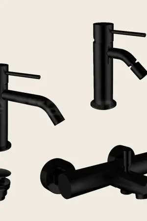 Subito Disponibile Teorema Jabil 25 Set Miscelatori Lavabo Bidet E Vasca Nero Opaco