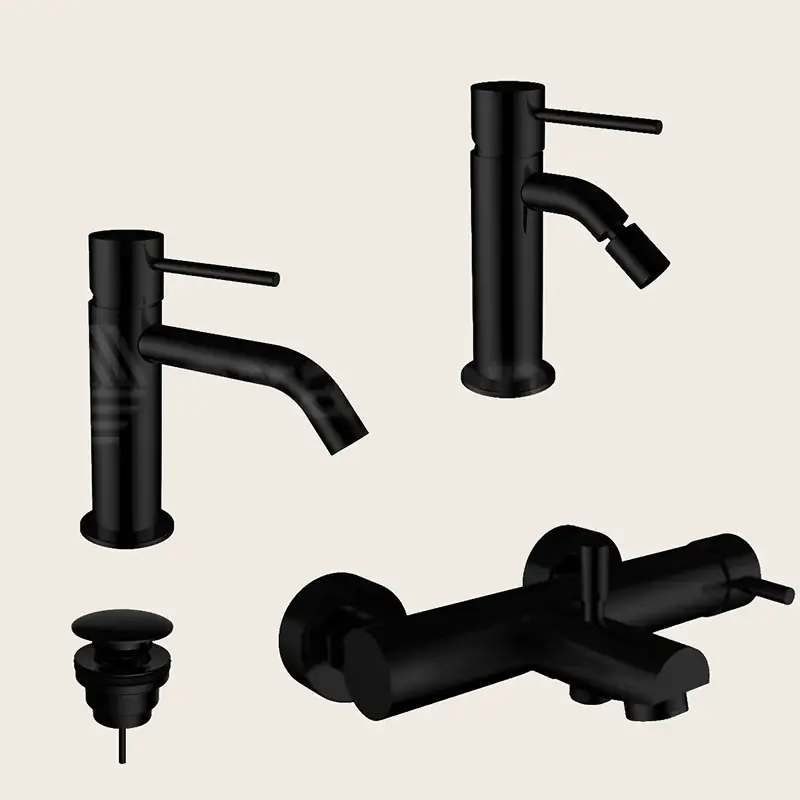 Subito Disponibile Teorema Jabil 25 Set Miscelatori Lavabo Bidet E Vasca Nero Opaco