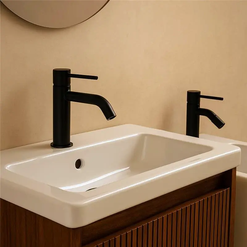 Teorema Jabil 25 Coppia Miscelatori Lavabo E Bidet scarico Click Clack Nero Opaco Solo Oggi