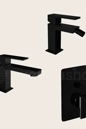 Compra Online Teorema Pillar Set Miscelatori Lavabo Bidet E Doccia Nero Opaco