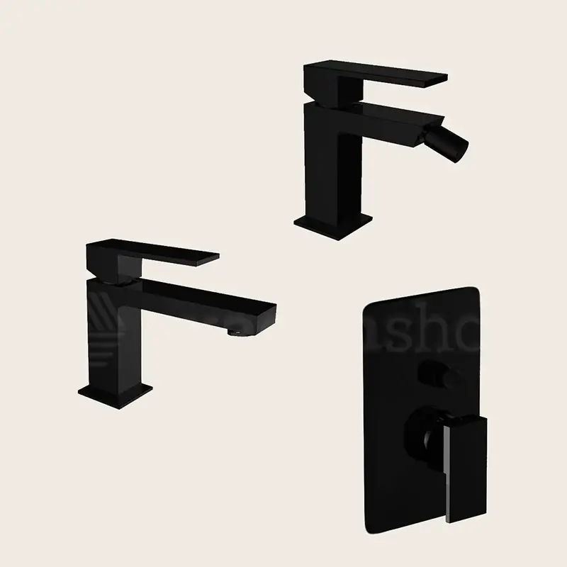 Compra Online Teorema Pillar Set Miscelatori Lavabo Bidet E Doccia Nero Opaco