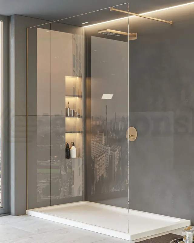 Walk in parete doccia fissa 110 cm vetro trasparente 8 mm H 200 cm oro Nuovo Arrivo