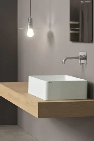 Spedizione Espresso Nic Semplice Lavabo 60x37 Da Appoggio Senza Troppo Pieno In Ceramica Gesso Matt