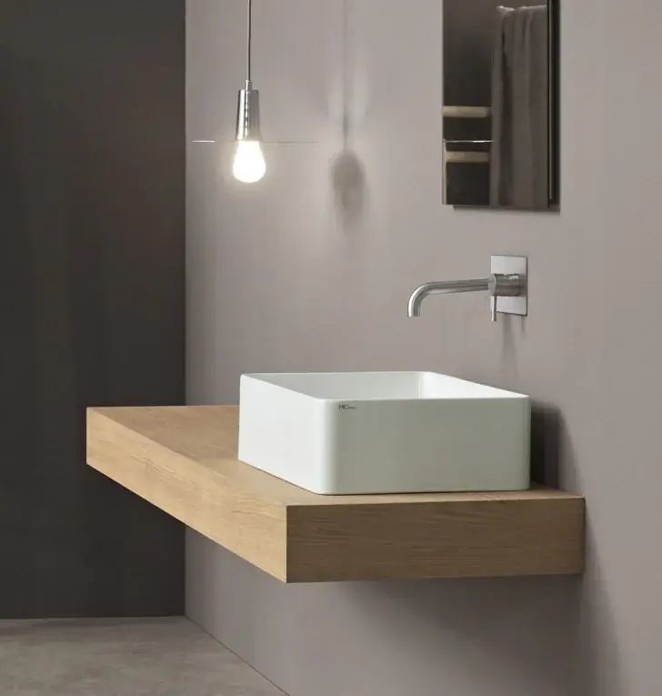 Spedizione Espresso Nic Semplice Lavabo 60x37 Da Appoggio Senza Troppo Pieno In Ceramica Gesso Matt