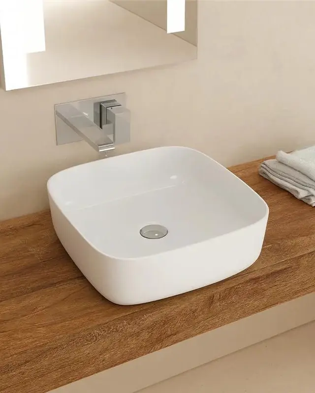 Professionale Ciotola 41x41 Da Appoggio In Porcellana Bianco New Line Quadro