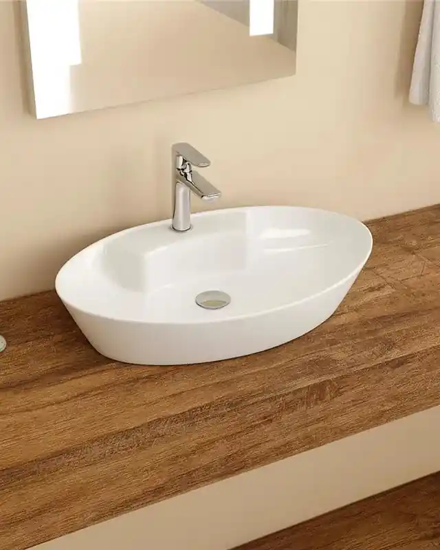 Scelto Dai Clienti Ciotola 61x36,5 Da Appoggio con bordo rubinetteria In Porcellana Bianco New Line O3