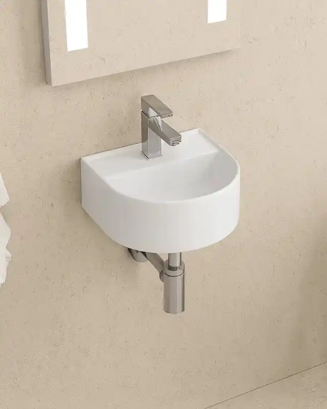 Novità Lavabo lavamani 32x29 Sospeso In Porcellana Bianca New Line Bow