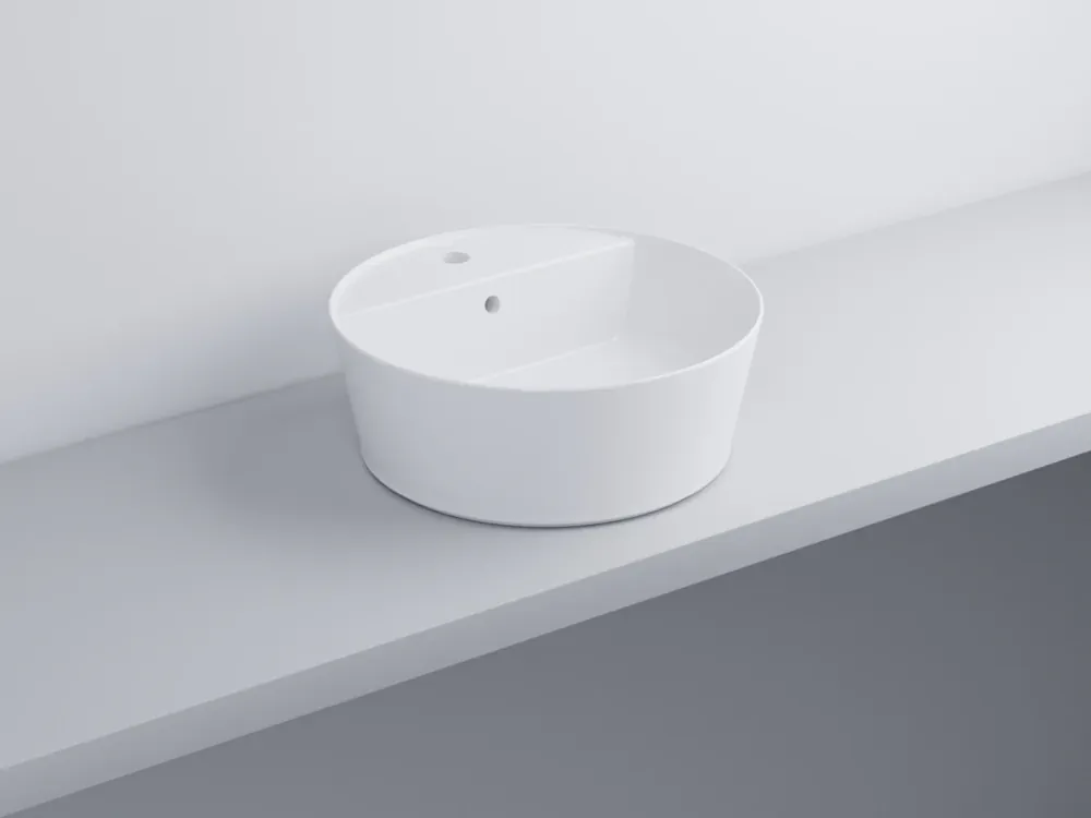 Cielo Handy lavabo 45 cm tondo monoforo da appoggio e troppopieno in ceramica bianco lucido Occasione