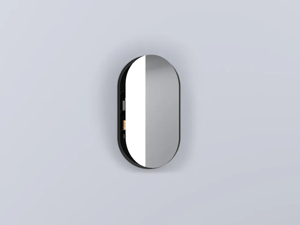 Prezzo Scontato Cielo I Catini Oval Box Specchio 50x90 Contenitore Ovale Con Scocca Laccata In Legno Cemento