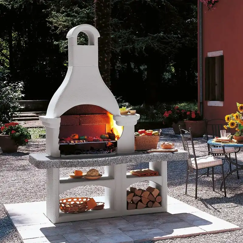 Palazzetti Lanzarote 3 barbecue grezzo con portalegna e piano in Marmotech grigio Acquista Ora