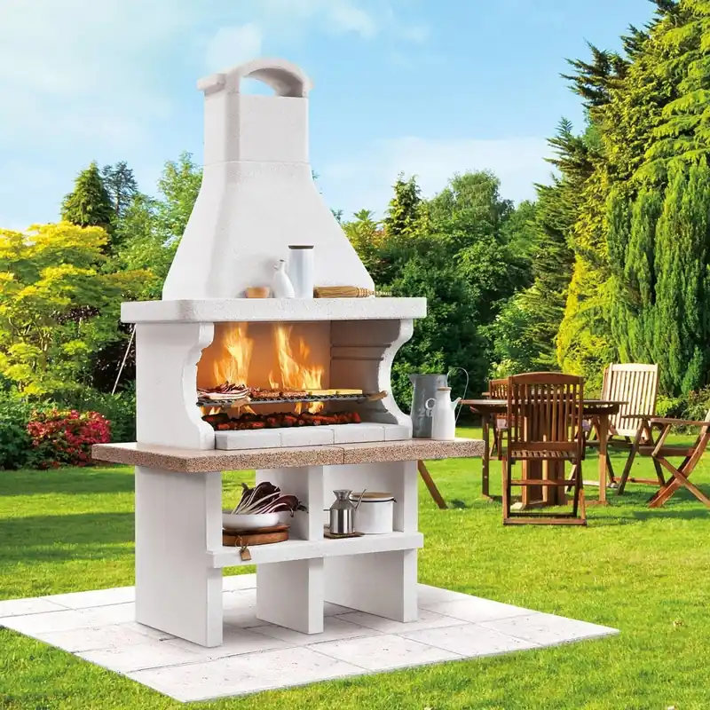 Soddisfatti O Rimborsati Palazzetti Pianosa barbecue a legna grezzo grill extralarge piano in Marmotech rosso