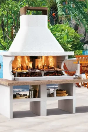 Offerta Del Giorno Palazzetti Patmos barbecue a legna doppio grill piano in marmotech rosso