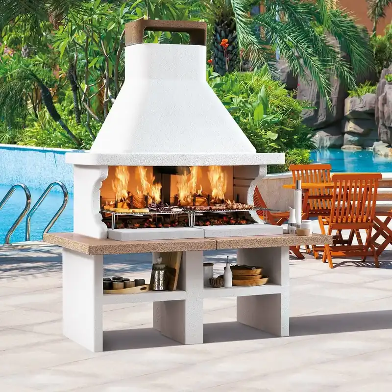 Offerta Del Giorno Palazzetti Patmos barbecue a legna doppio grill piano in marmotech rosso