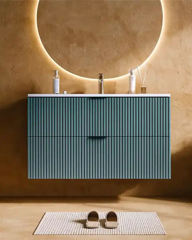 Bestseller Mobile bagno 82x47 azzurro opaco cannettato Teramo con lavabo in ceramica