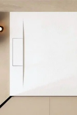 Acquista Ora Piatto doccia 160x80 effetto pietra ardesia bianco in smc con piletta Trevi