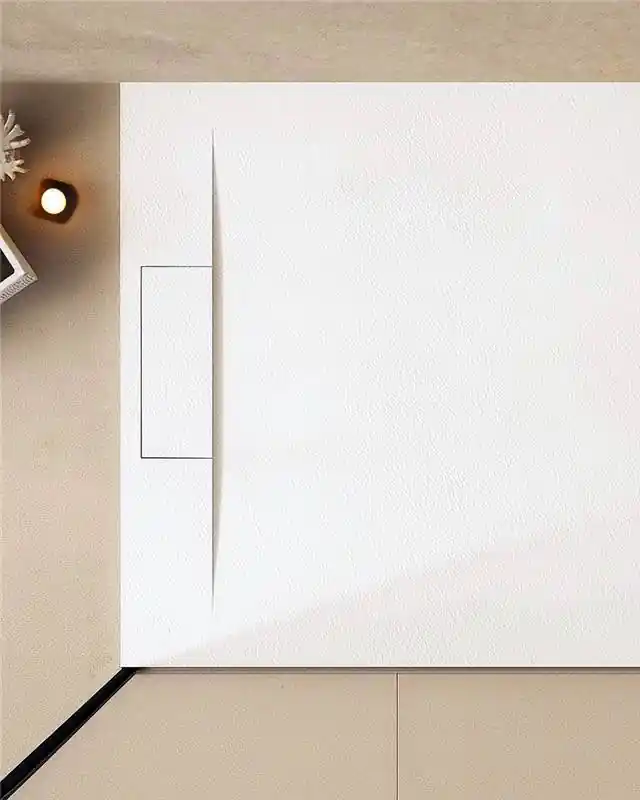 Acquista Ora Piatto doccia 160x80 effetto pietra ardesia bianco in smc con piletta Trevi