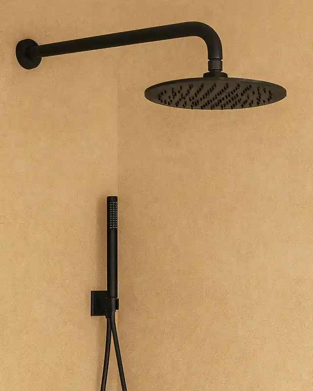 Affare Set soffione doccia 20 cm tondo Smart braccio 35 cm e doccetta nero opaco